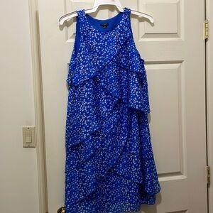 Ann Taylor blue printed silk dress (sz 10p)